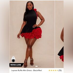 Fashion Nova Black and Red High Low Dress